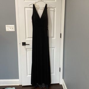 Cocomelody Black Velvet Bridesmaid Dress